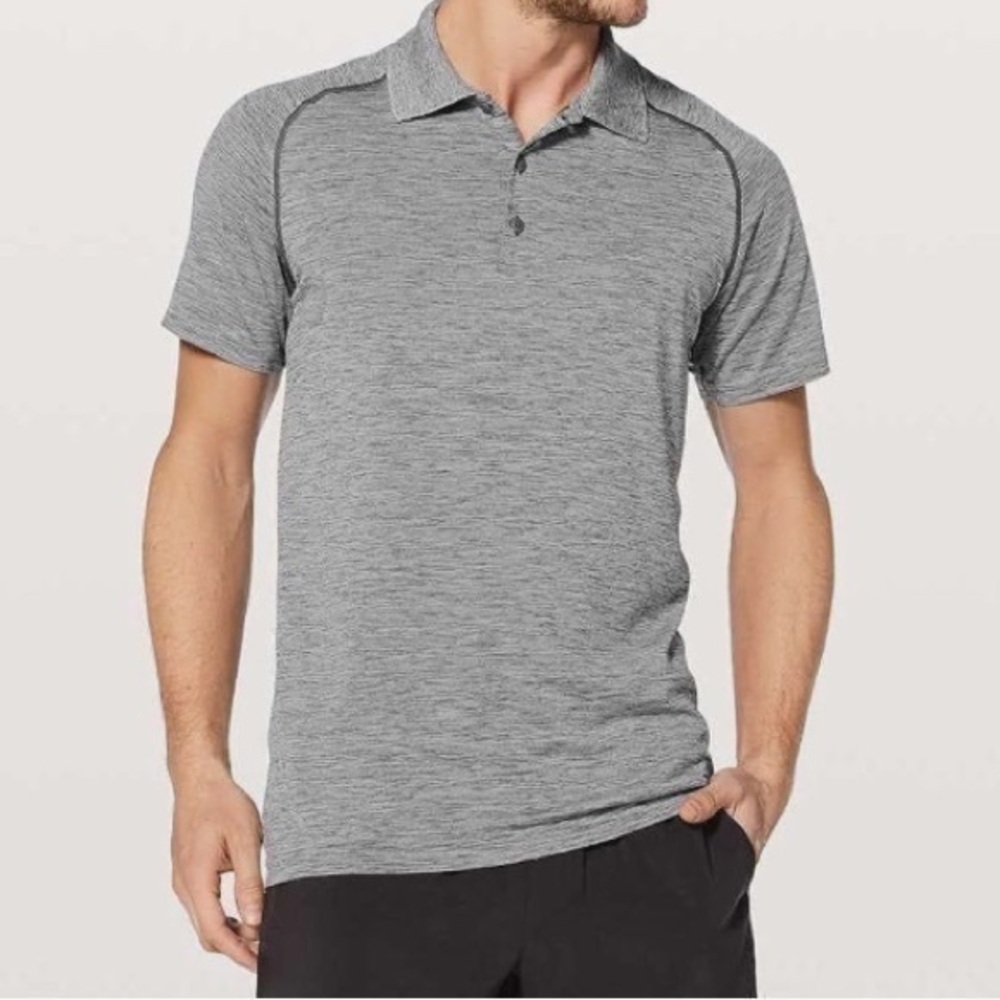 Lululemon Mens Metal Vent Tech Polo Short Sleeve Shirt Slate Gray Small